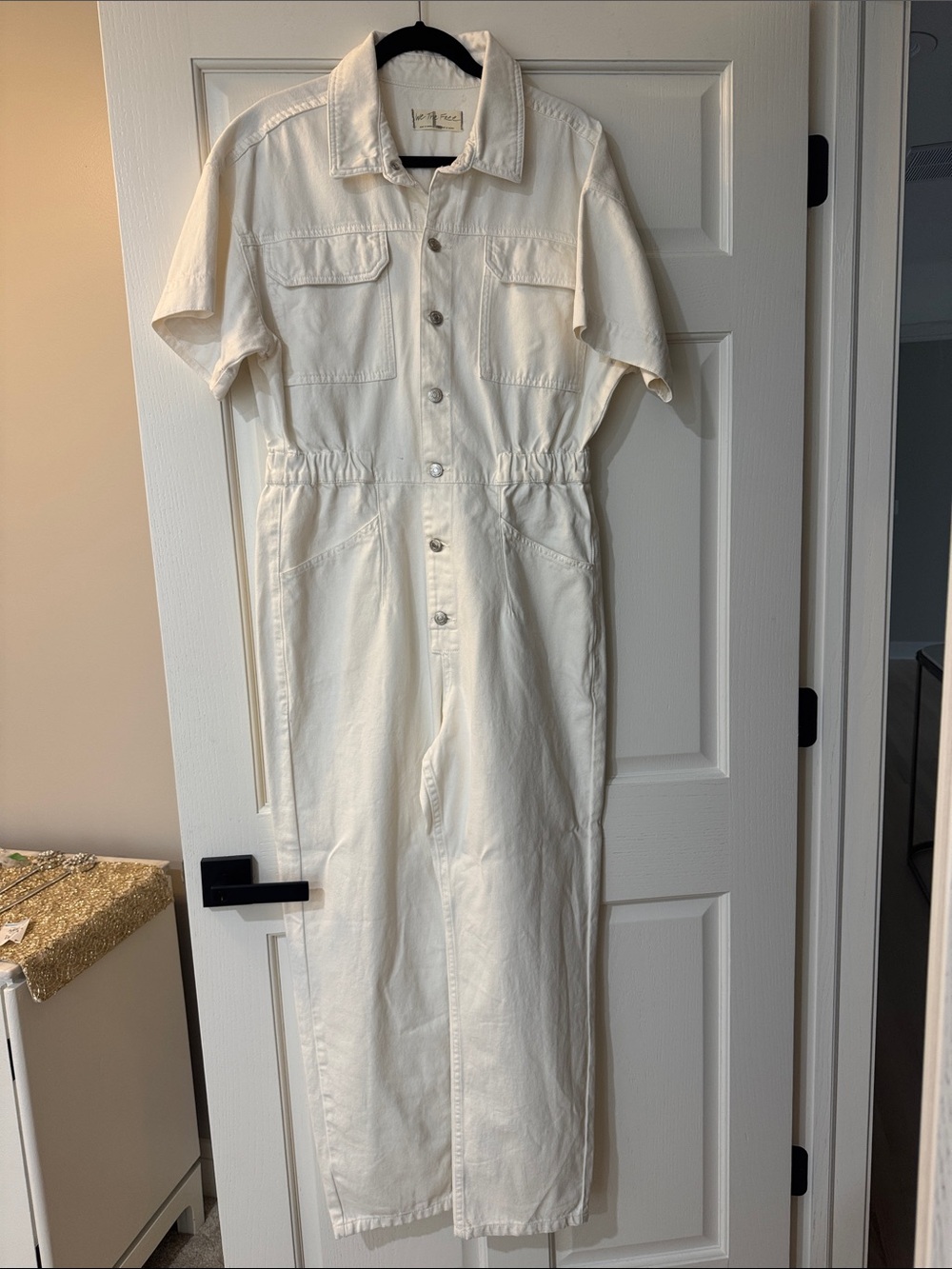 We the free Utility Short-Sleeve Jumpsuit Dress in white